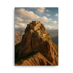 Alamut Castle Iran canvas print on a plain backdrop in size 18"x24".