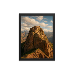 Alamut Castle Iran framed print on a plain backdrop in size 12"x16".