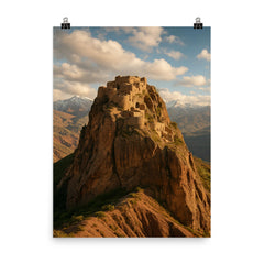 Alamut Castle Iran poster on a plain backdrop in size 8"x10".