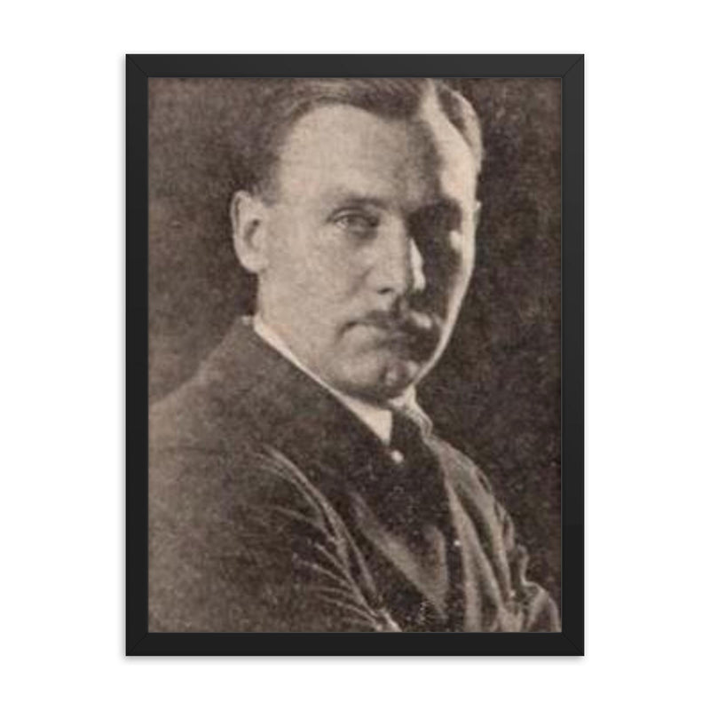 Alan Crosland framed print on a plain backdrop in size 18