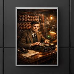 Alan Turing at Bletchley Park machines poster 5