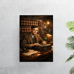 Alan Turing at Bletchley Park machines poster 7