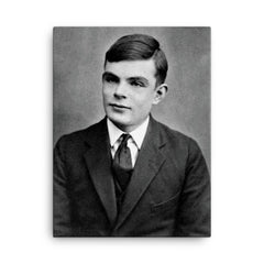 Alan Turing canvas print on a plain backdrop in size 18"x24".