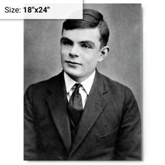 Alan Turing metal print on a plain backdrop in size 18"x24".
