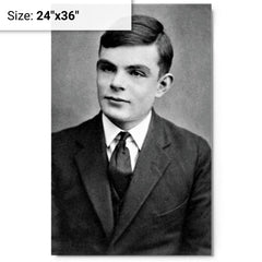 Alan Turing metal print on a plain backdrop in size 24"x36".