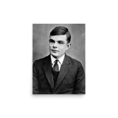 Alan Turing poster on a plain backdrop in size 12"x16".