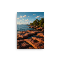 Aland Red Granite Shores Finland canvas print on a plain backdrop in size 12"x16".