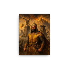 Alauddin Khalji under siege engines at Chittor canvas print on a plain backdrop in size 12"x16".