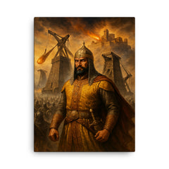 Alauddin Khalji under siege engines at Chittor canvas print on a plain backdrop in size 18"x24".