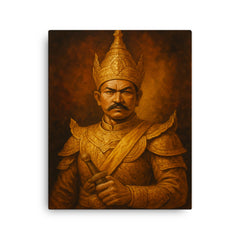 Alaungpaya unifier king portrait canvas print on a plain backdrop in size 16"x20".