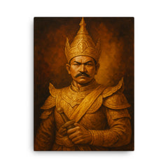 Alaungpaya unifier king portrait canvas print on a plain backdrop in size 18"x24".