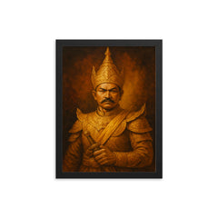 Alaungpaya unifier king portrait framed print on a plain backdrop in size 12"x16".