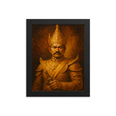 Alaungpaya unifier king portrait framed print on a plain backdrop in size 8"x10".
