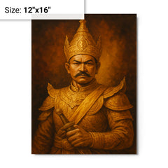 Alaungpaya unifier king portrait metal print on a plain backdrop in size 12"x16".