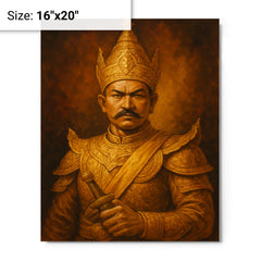 Alaungpaya unifier king portrait metal print on a plain backdrop in size 16"x20".