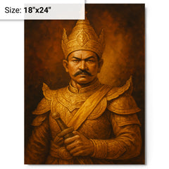 Alaungpaya unifier king portrait metal print on a plain backdrop in size 18"x24".