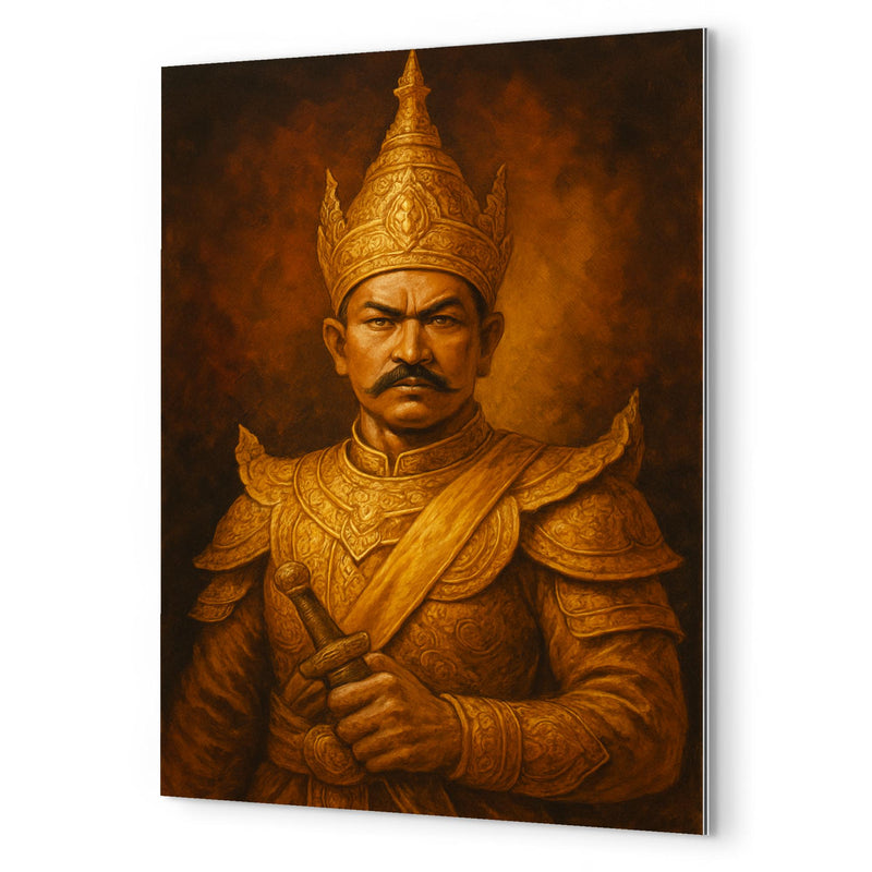 Alaungpaya unifier king portrait metal print mockup