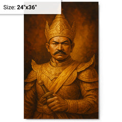 Alaungpaya unifier king portrait metal print on a plain backdrop in size 24"x36".