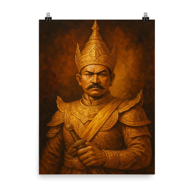 Alaungpaya unifier king portrait poster on a plain backdrop in size 8