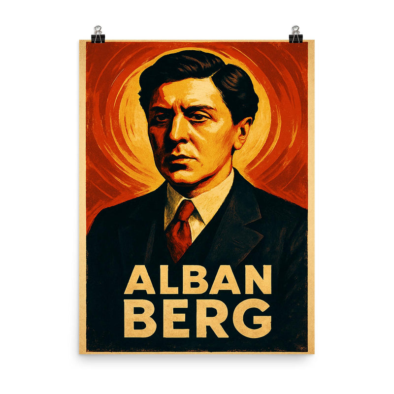 Alban Berg poster on a plain backdrop in size 8