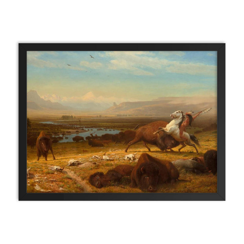 Albert Bierstadt Landscape Painting framed print on a plain backdrop in size 18