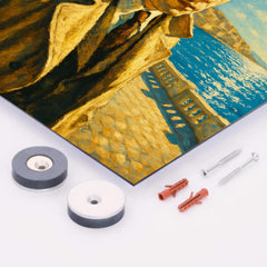 Albert Camus on a blinding Algerian seafront metal print mockup