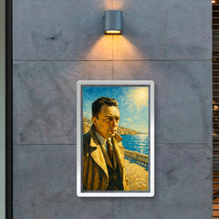 Albert Camus on a blinding Algerian seafront poster 2