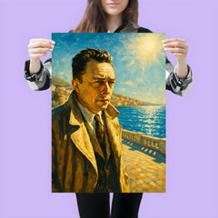 Albert Camus on a blinding Algerian seafront poster 3