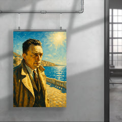 Albert Camus on a blinding Algerian seafront poster 4