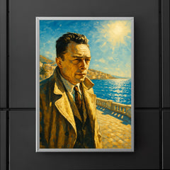Albert Camus on a blinding Algerian seafront poster 5