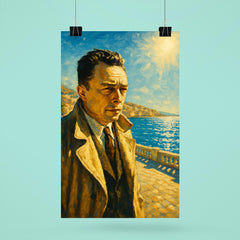 Albert Camus on a blinding Algerian seafront poster 6