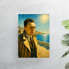 Albert Camus on a blinding Algerian seafront poster 7