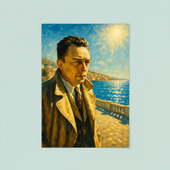 Albert Camus on a blinding Algerian seafront poster 8