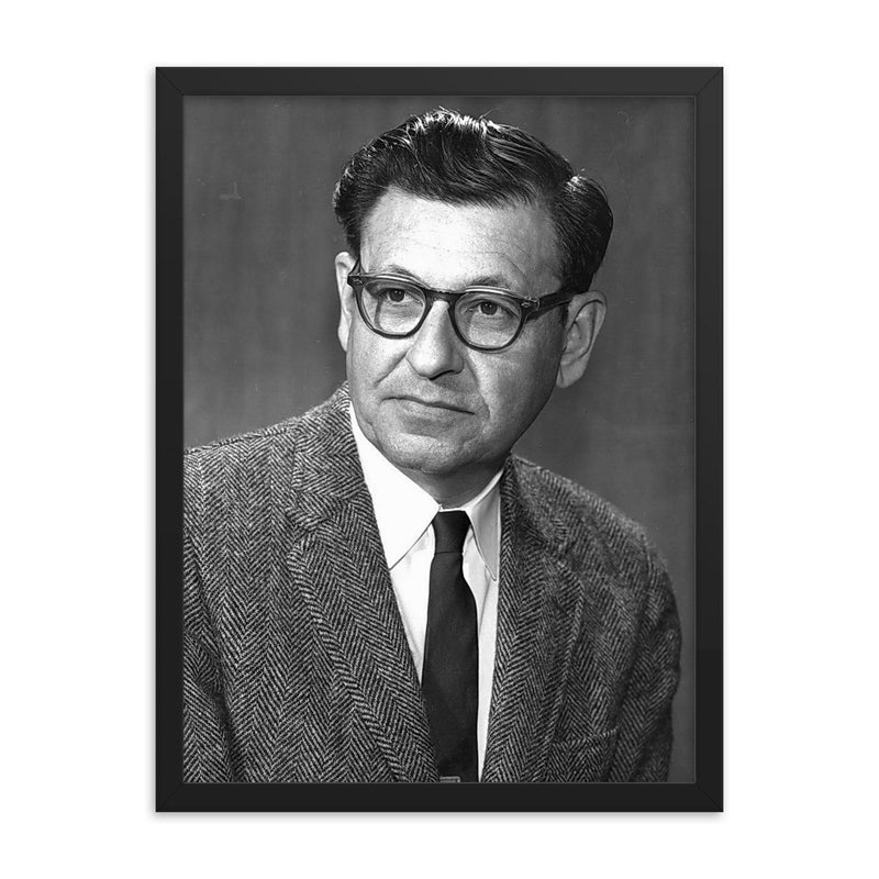 Albert Ghiorso framed print on a plain backdrop in size 18