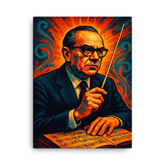 Alberto Ginastera canvas print on a plain backdrop in size 18"x24".