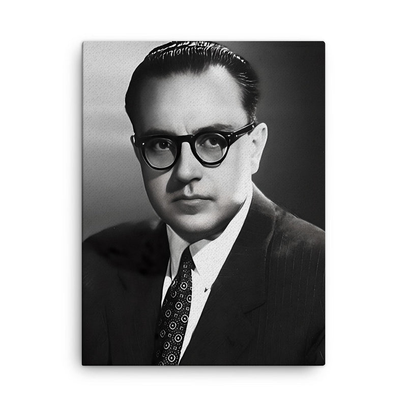 Alberto Ginastera canvas print on a plain backdrop in size 18