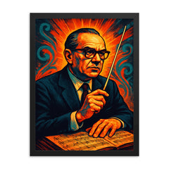 Alberto Ginastera framed print on a plain backdrop in size 18"x24".