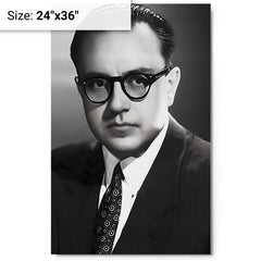 Alberto Ginastera metal print on a plain backdrop in size 24"x36".