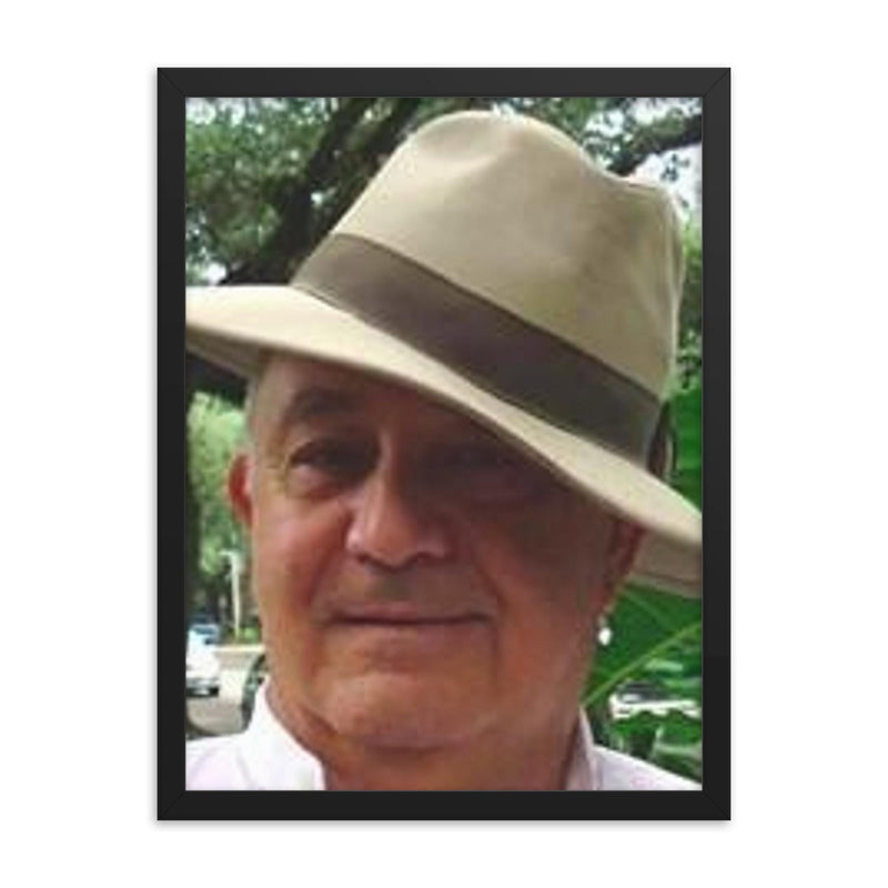 Alberto Paz framed print on a plain backdrop in size 18