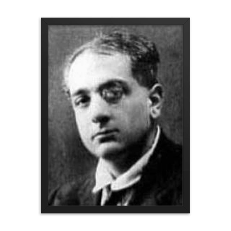 Alberto Savinio framed print on a plain backdrop in size 18