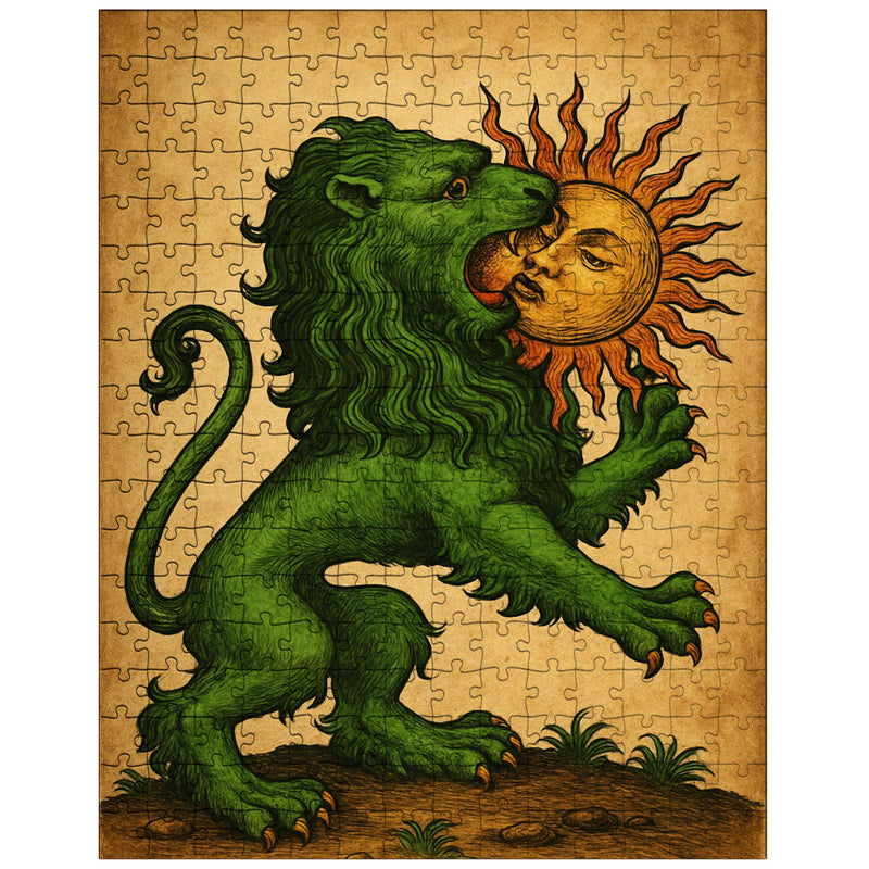 Alchemical green lion devouring the sun jigsaw puzzle