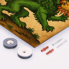 Alchemical green lion devouring the sun metal print mockup