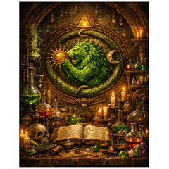 Alchemy laboratory with green lion emblem jigsaw puzzle