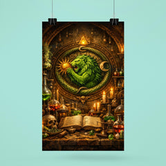 Alchemy laboratory with green lion emblem poster 6