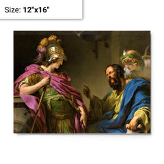 Alcibiades Receiving the Lessons of Socrates by Francois-Andre Vincent metal print on a plain backdrop in size 12"x16".