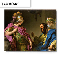 Alcibiades Receiving the Lessons of Socrates by Francois-Andre Vincent metal print on a plain backdrop in size 16"x20".