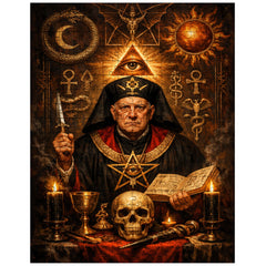 Aleister Crowley ceremonial portrait with occult symbols jigsaw puzzle