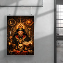 Aleister Crowley ceremonial portrait with occult symbols poster 4
