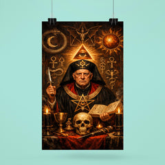 Aleister Crowley ceremonial portrait with occult symbols poster 6