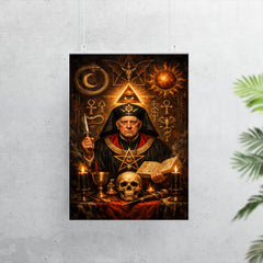 Aleister Crowley ceremonial portrait with occult symbols poster 7